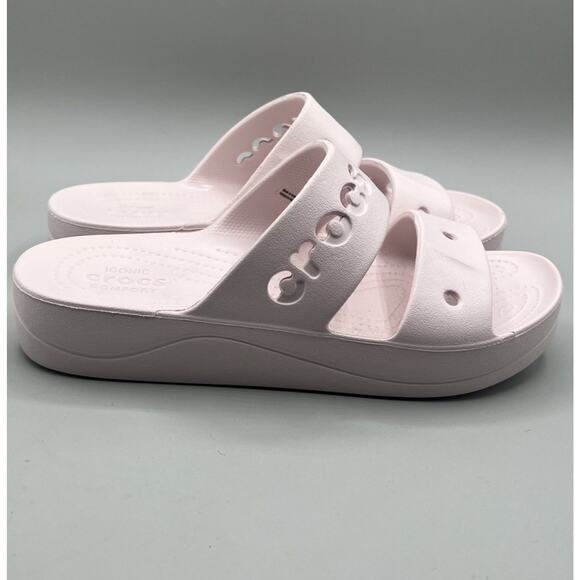 Crocs Baya Platform Slide Rubber Sandals in Petal Pink Womens Size 9W EUC - Picture 1 of 9